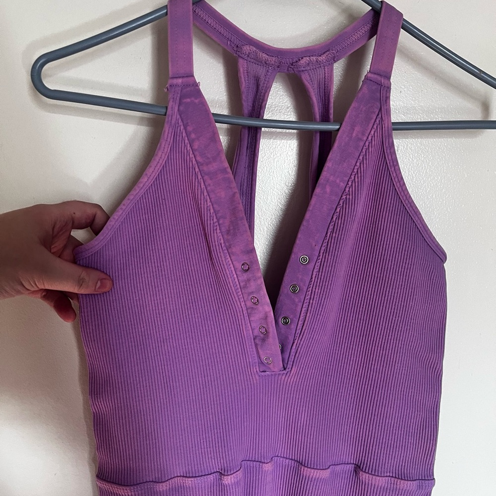 FREE PEOPLE NWOT Happiness Runs Henley Jumpsuit M/L - Picture 3 of 5